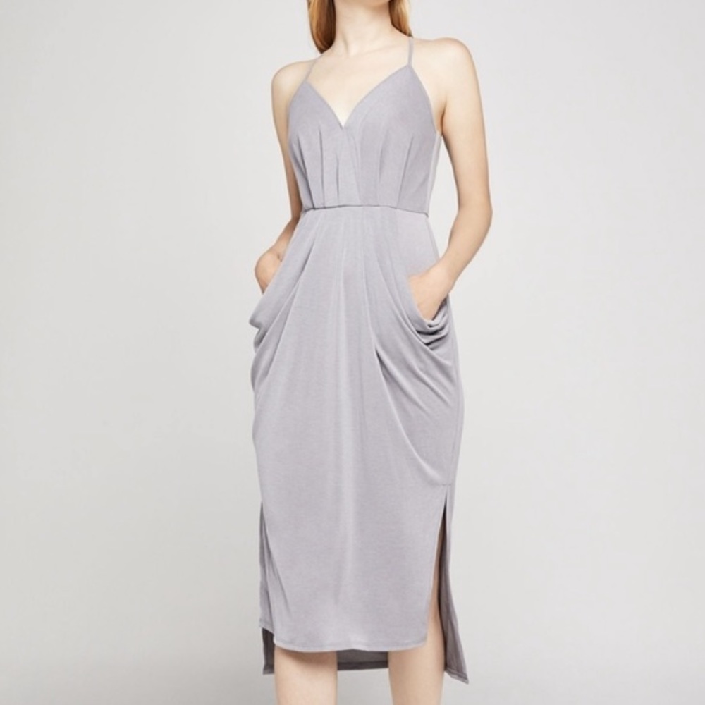 BCBGENERATION Maxine Sheath Dress Sleeveless Drape Midi XS